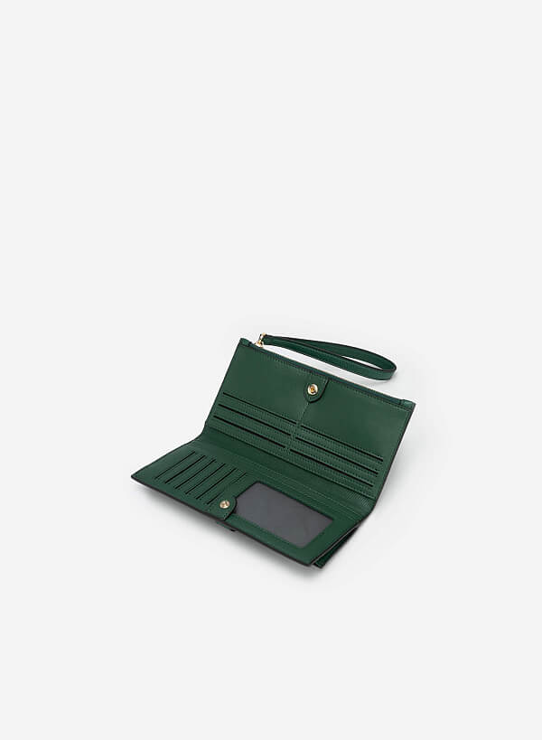 Edge Stitch Flap Wallet - WLL 0251 - Green - VASCARA