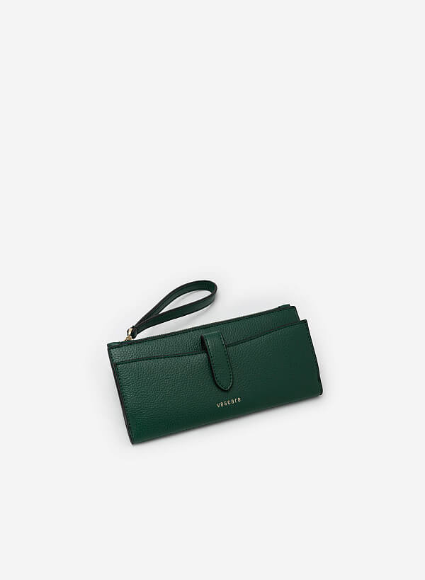 Edge Stitch Flap Wallet - WLL 0251 - Green - VASCARA