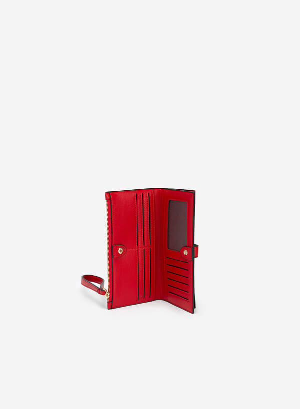 Edge Stitch Flap Wallet - WLL 0251 - Red - VASCARA