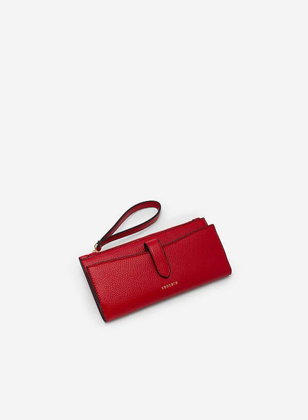 Edge Stitch Flap Wallet - WLL 0251 - Red - VASCARA
