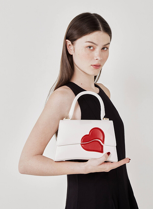 Geometric Heart Pattern Handbag - Love Limited Edition - SAC 0318 - Cream