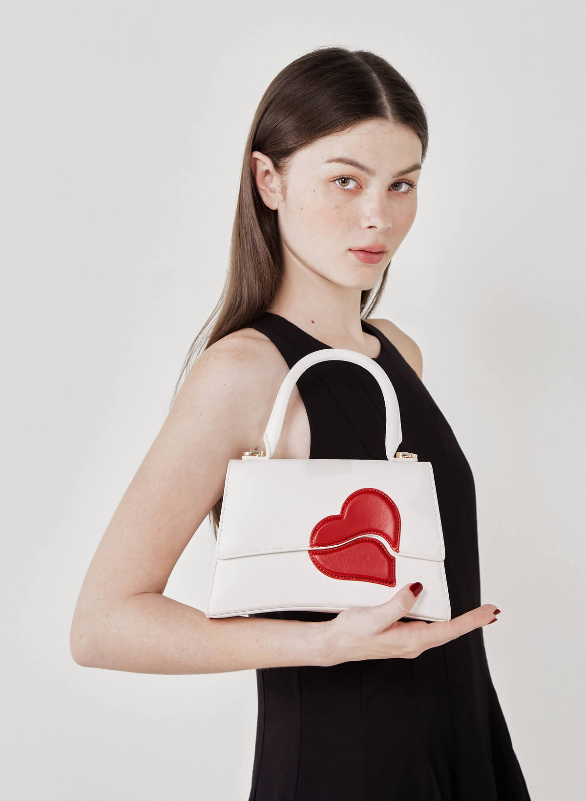 Geometric Heart Pattern Handbag - Love Limited Edition - SAC 0318 - Cream - vascara.com