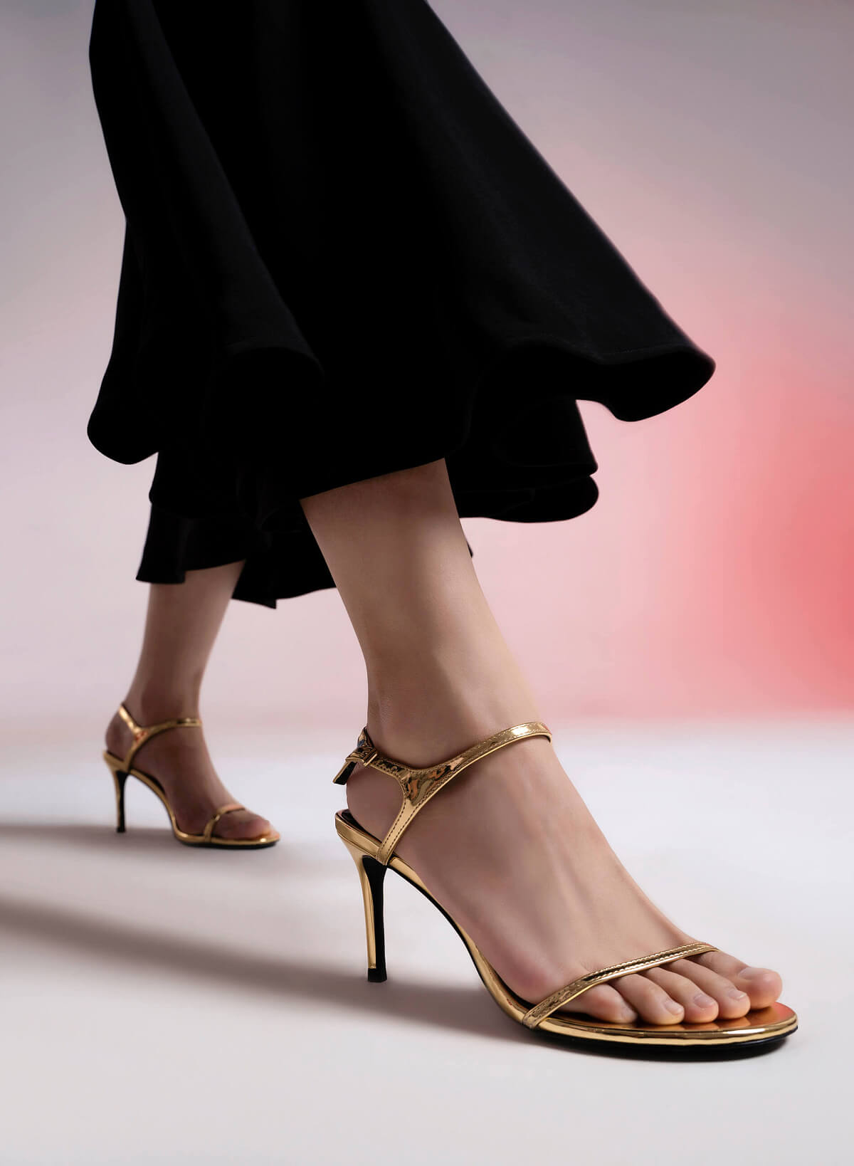 Skinny Strap Metallic Sandals - PUM 0737 - Dark Gold - vascara.com