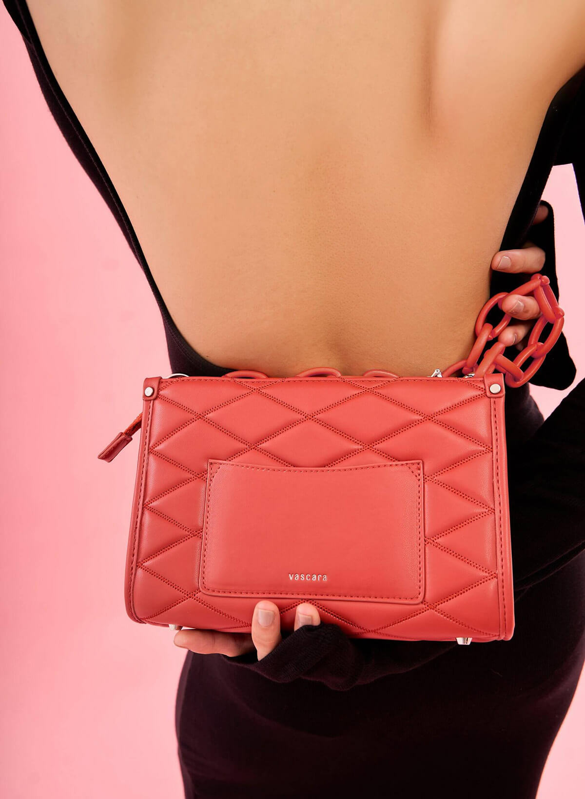 Chain Strap Rhombus Quilted Tote Bag - TTE 0084 - Dark orange - vascara.com