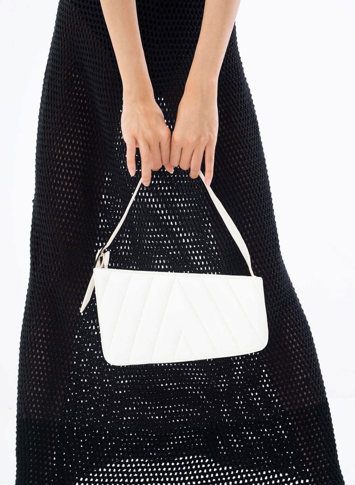 Quited Acute Shoulder Hobo Handbag - TTE 0088 - White - vascara.com