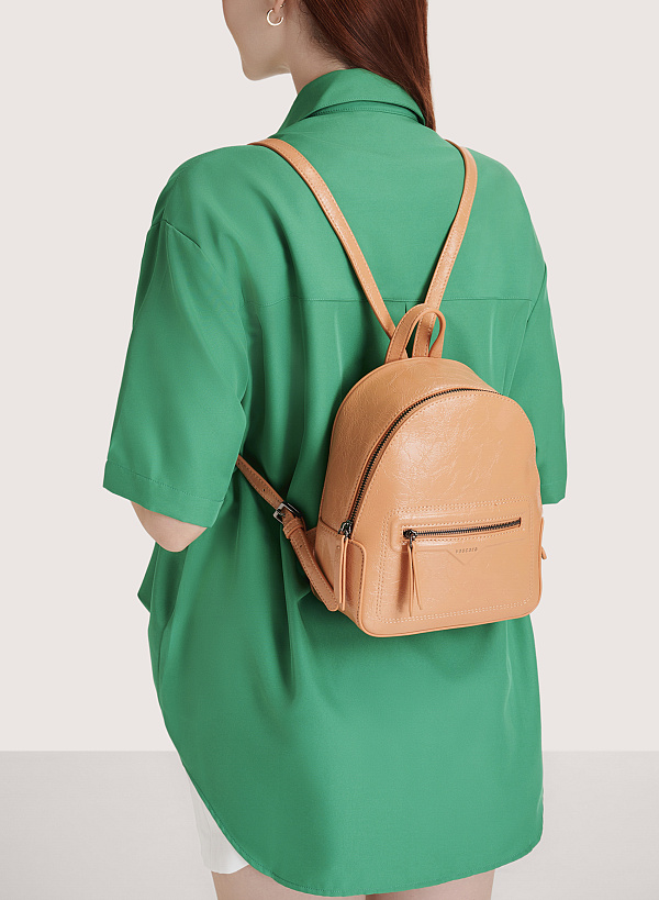 Balo mini nhấn khóa kéo - BAC 0179 - Màu cam nhạt