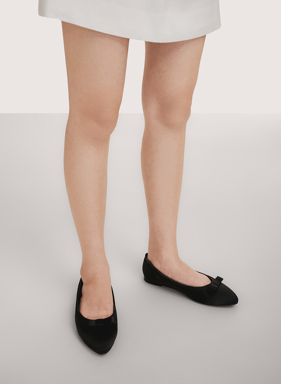 Giày búp bê satin nhấn nơ trang trí - GBB 0428 - Màu đen - vascara.com