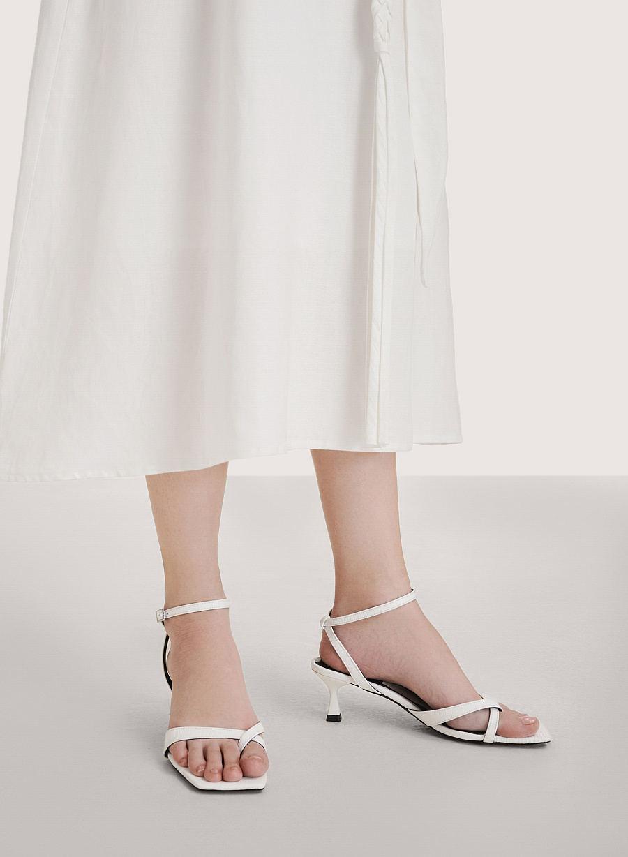 Sandal gót nhọn vân kì đà - SDN 0739 - Màu trắng - vascara.com