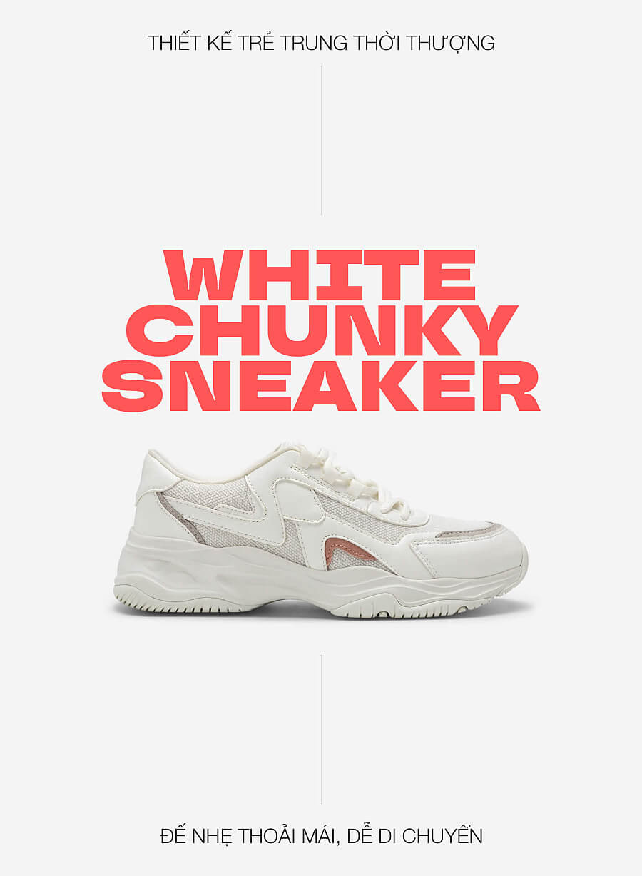 Sneaker đế chunky nhấn da suede - SNK 0058 - Màu trắng - vascara.com