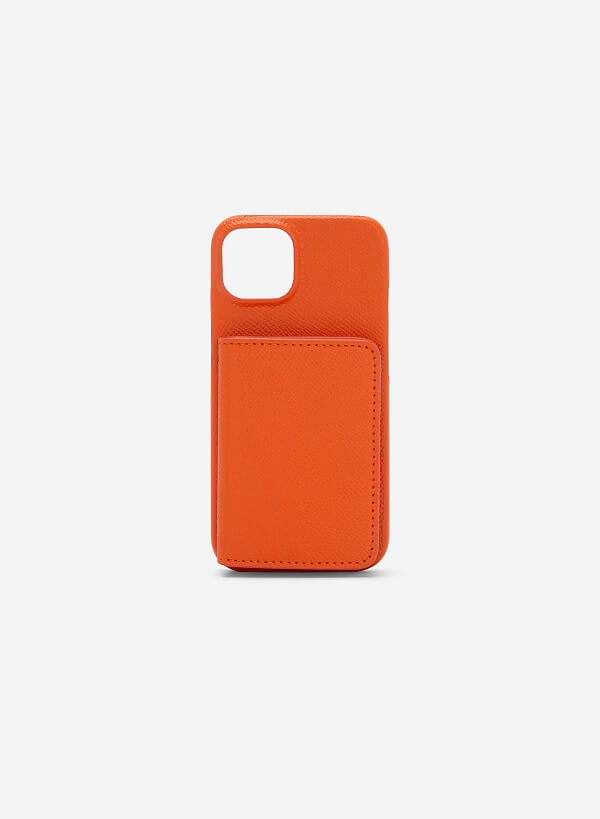 Ốp lưng điện thoại iphone 14 phối ví mini đựng thẻ - IPC 1404 - Màu cam
