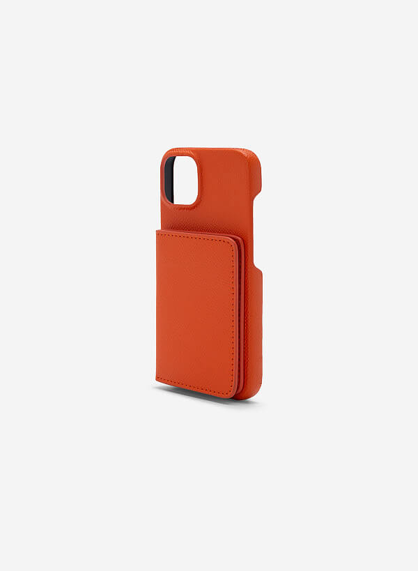 Ốp lưng điện thoại iphone 14 phối ví mini đựng thẻ - IPC 1404 - Màu cam - VASCARA