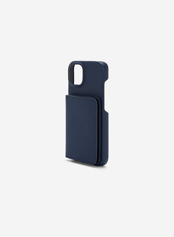 Ốp lưng điện thoại iphone 14 phối ví mini đựng thẻ - IPC 1404 - Màu xanh navy - VASCARA