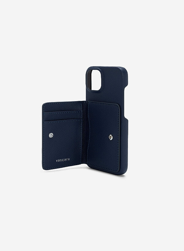Ốp lưng điện thoại iphone 14 phối ví mini đựng thẻ - IPC 1404 - Màu xanh navy - VASCARA
