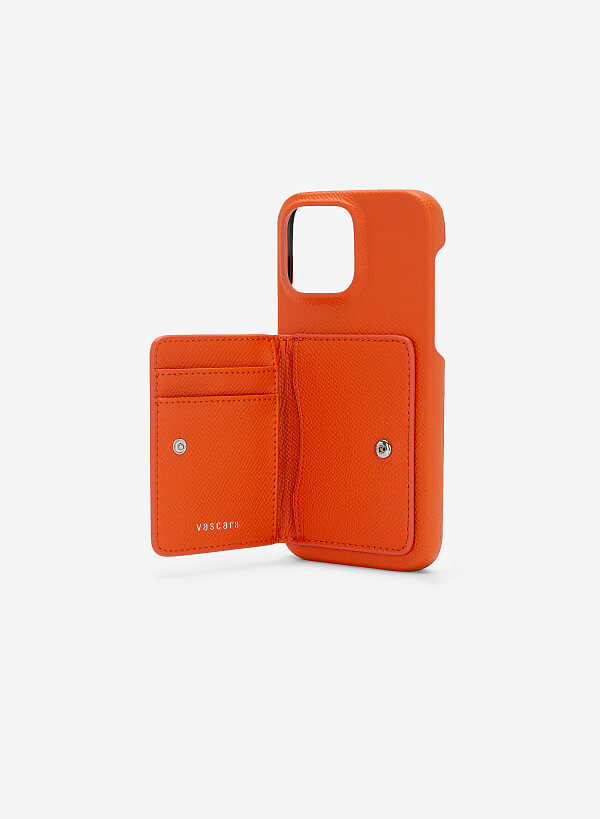 Ốp lưng điện thoại iphone 14 pro max phối ví mini đựng thẻ - IPC 1406 - Màu cam - VASCARA