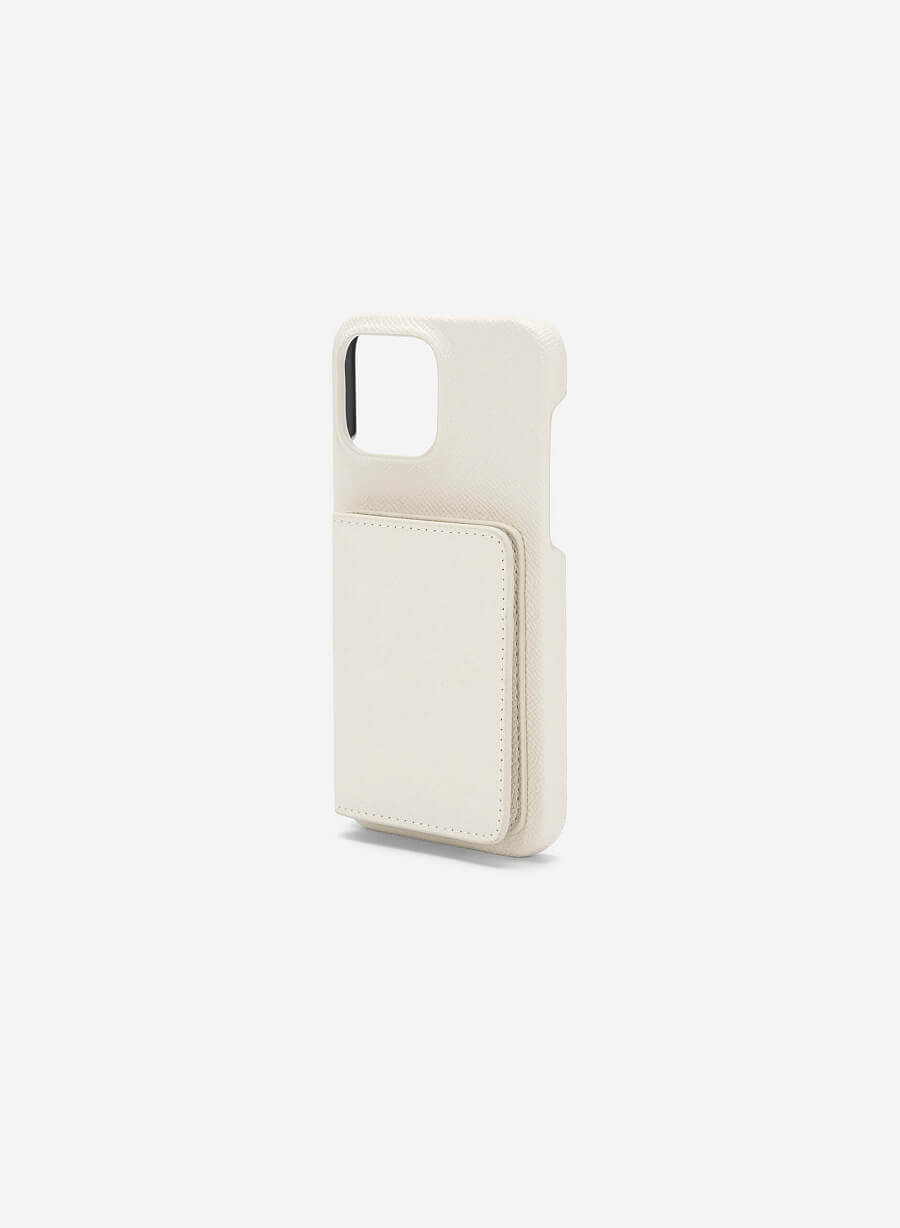 Ốp lưng điện thoại iphone 14 pro max phối ví mini đựng thẻ - IPC 1406 - Màu kem - vascara.com