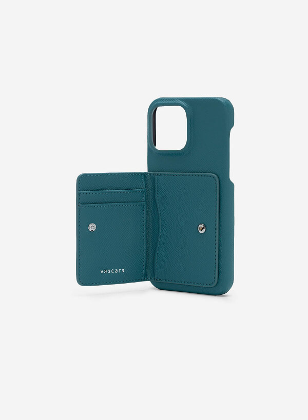 Ốp lưng điện thoại iphone 14 pro max phối ví mini đựng thẻ - IPC 1406 - Màu xanh lam - VASCARA