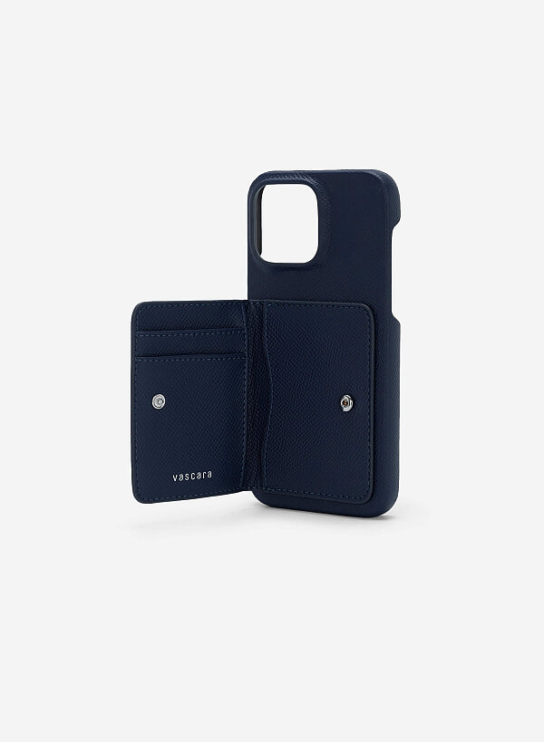 Ốp lưng điện thoại iphone 14 pro max phối ví mini đựng thẻ - IPC 1406 - Màu xanh navy - VASCARA