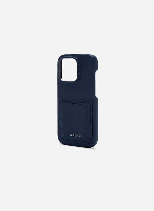 Ốp lưng điện thoại iphone 14 pro phối ngăn đựng thẻ - IPC 1402 - Màu xanh navy - VASCARA