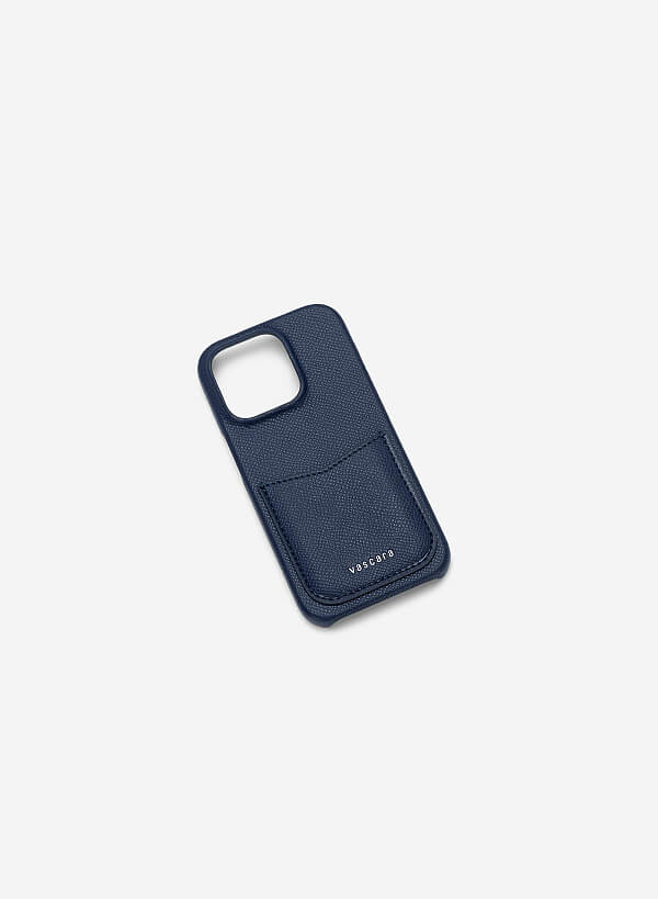 Ốp lưng điện thoại iphone 14 pro phối ngăn đựng thẻ - IPC 1402 - Màu xanh navy - VASCARA