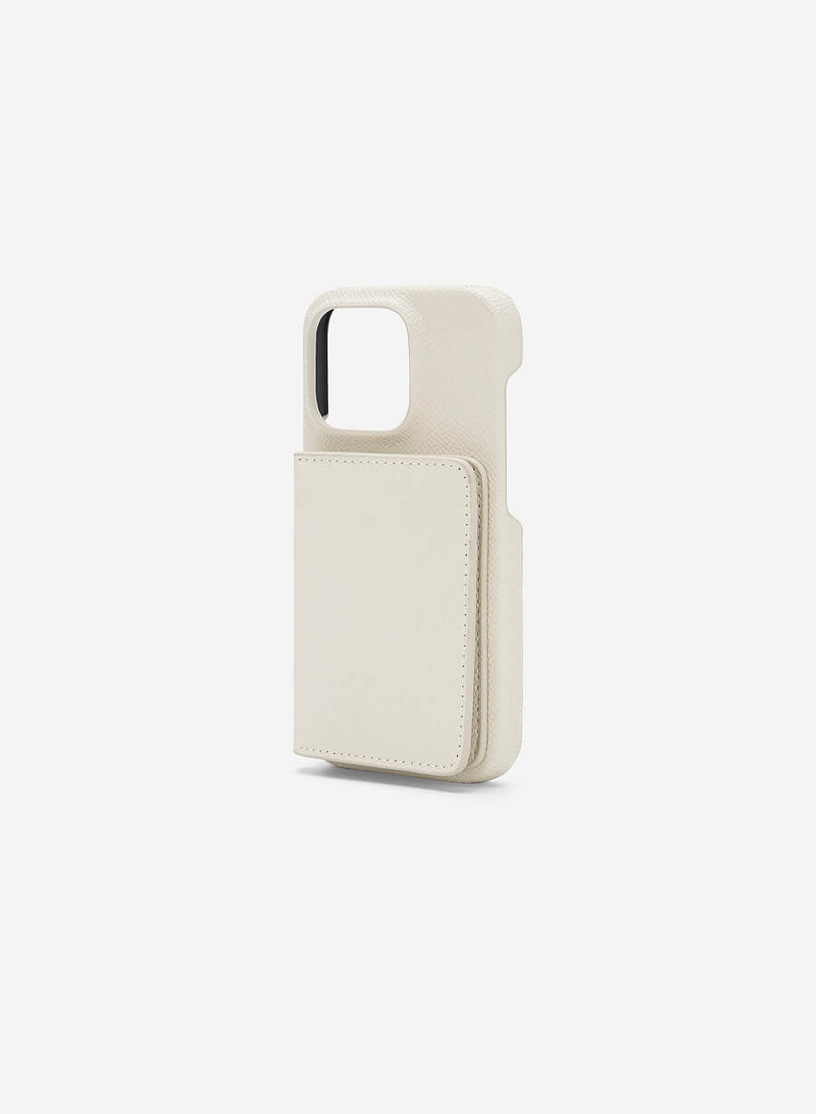 Ốp lưng điện thoại iphone 14 pro phối ví mini đựng thẻ - IPC 1405 - Màu kem - vascara.com