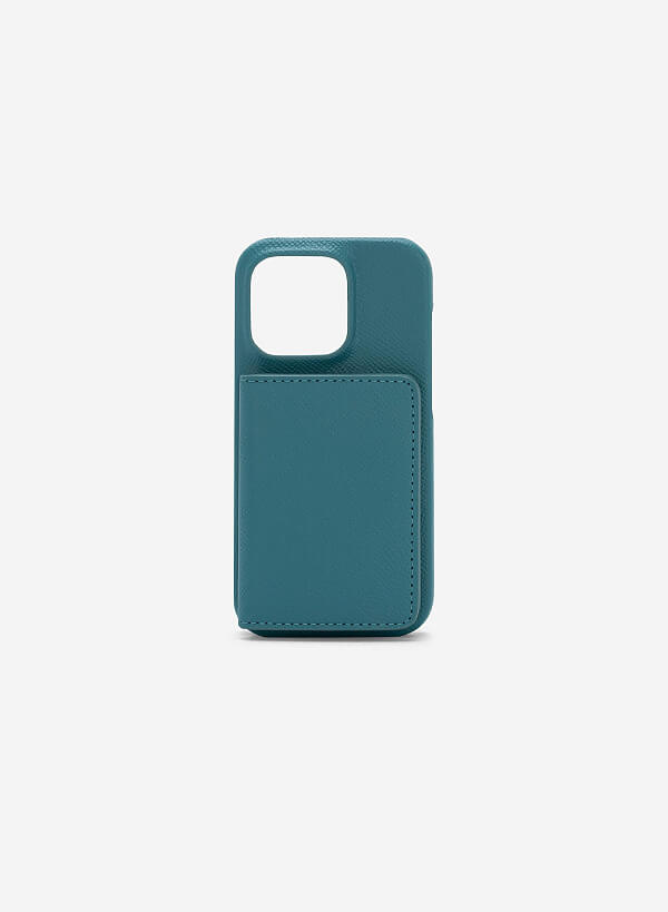 Ốp lưng điện thoại iphone 14 pro phối ví mini đựng thẻ - IPC 1405 - Màu xanh lam - VASCARA