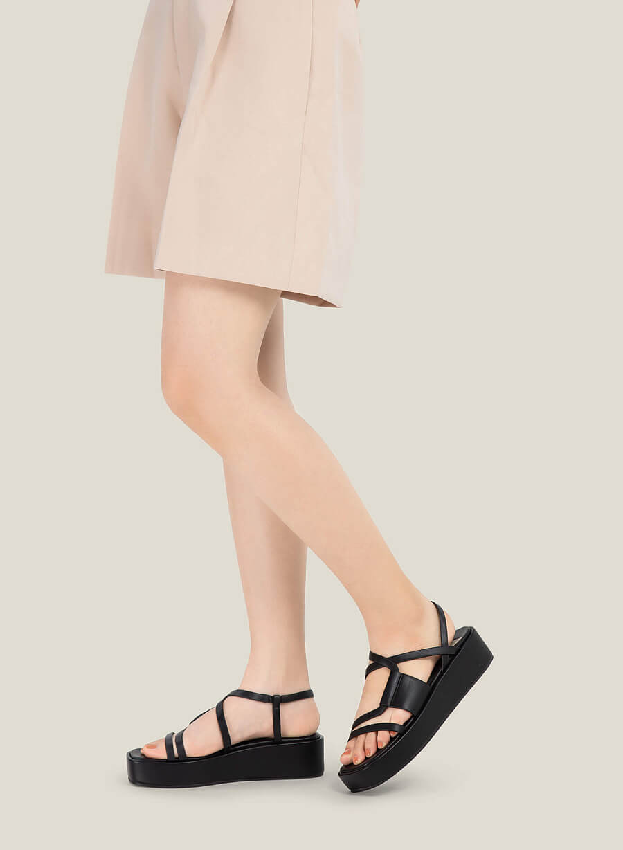 Giày sandal đế flatform quai mảnh - SDX 0440 - Màu đen - vascara.com