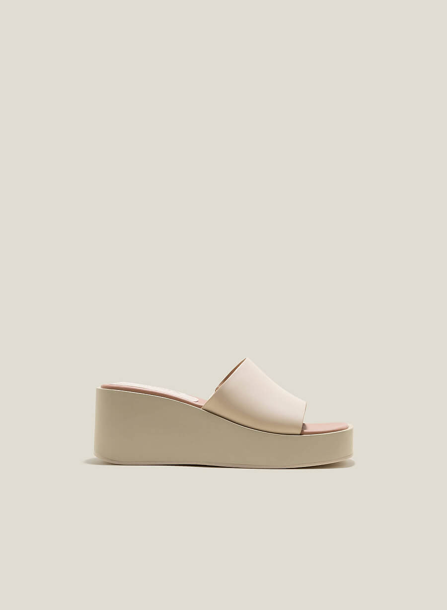 Guốc flatform quai ngang nhấn màu lót - GXG 0055 - Màu kem - vascara.com
