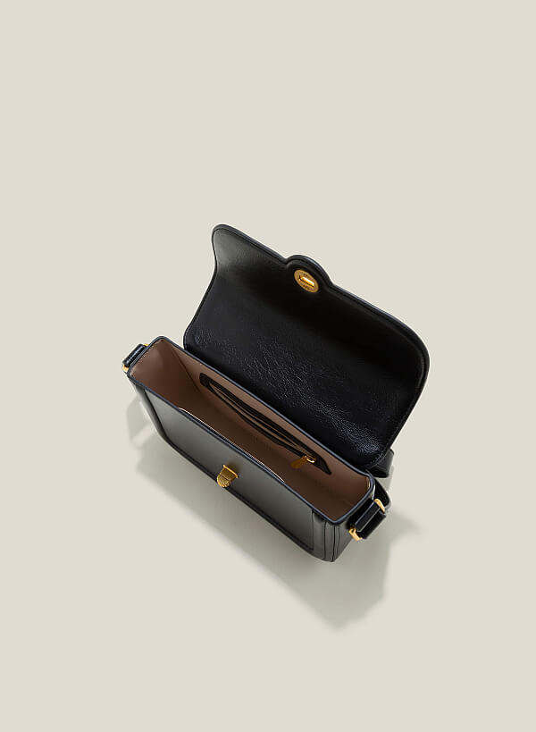 Túi đeo chéo viền bombe khóa cổ điển - SHO 0227 - Màu đen - VASCARA