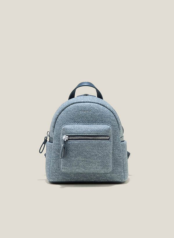Balo mini denim nhấn khóa kéo - BAC 0192 - Màu xanh navy