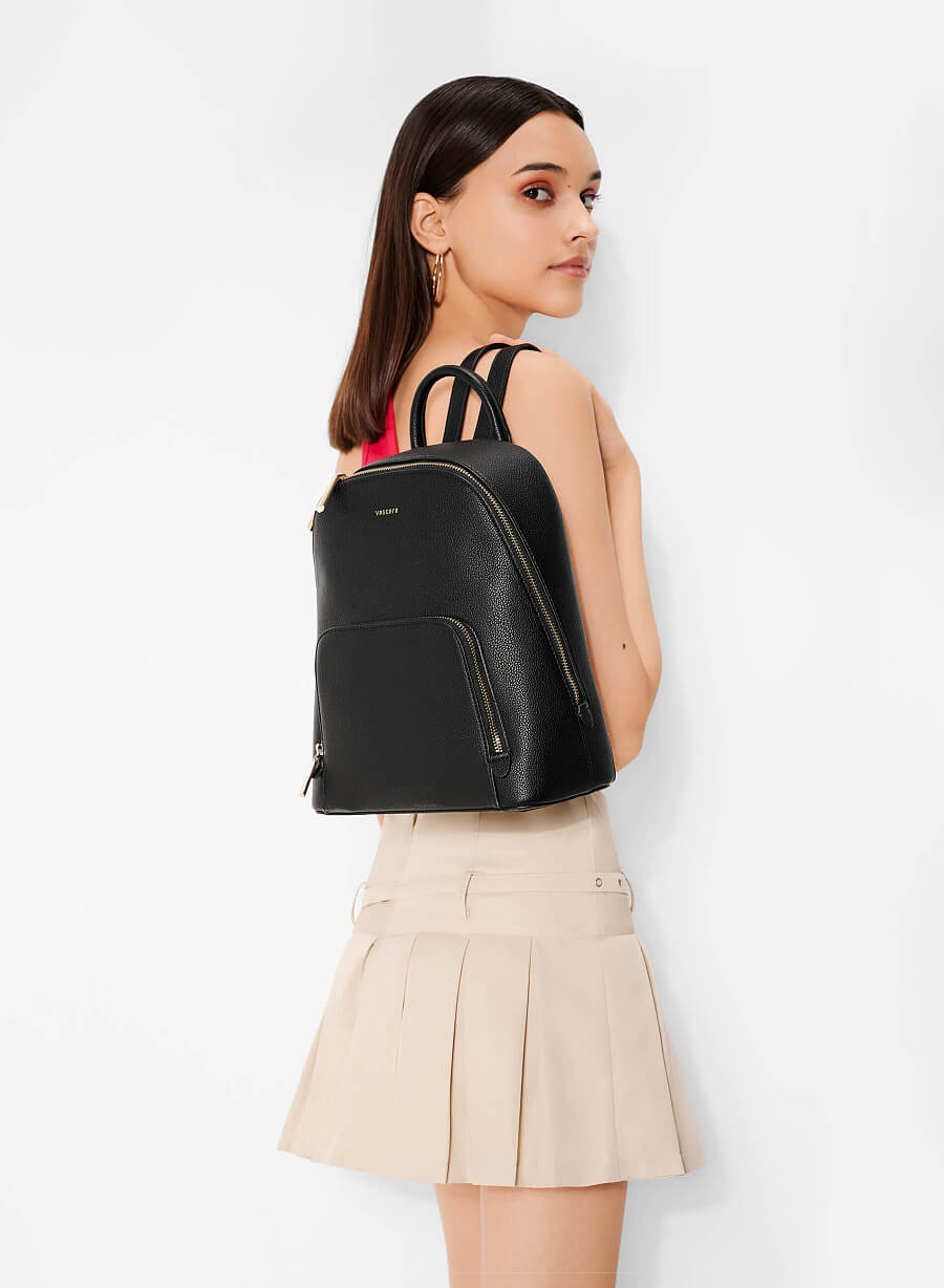 Balo ngăn đôi phối viền đen - BAC 0193 - Màu đen - vascara.com