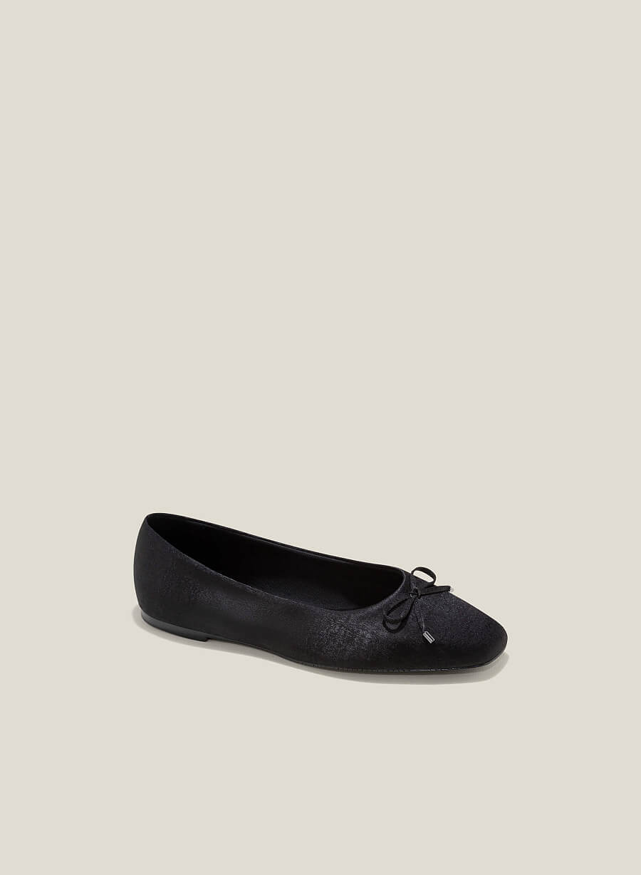Giày búp bê mũi vuông nhấn nơ - GBB 0430 - Màu đen - vascara.com