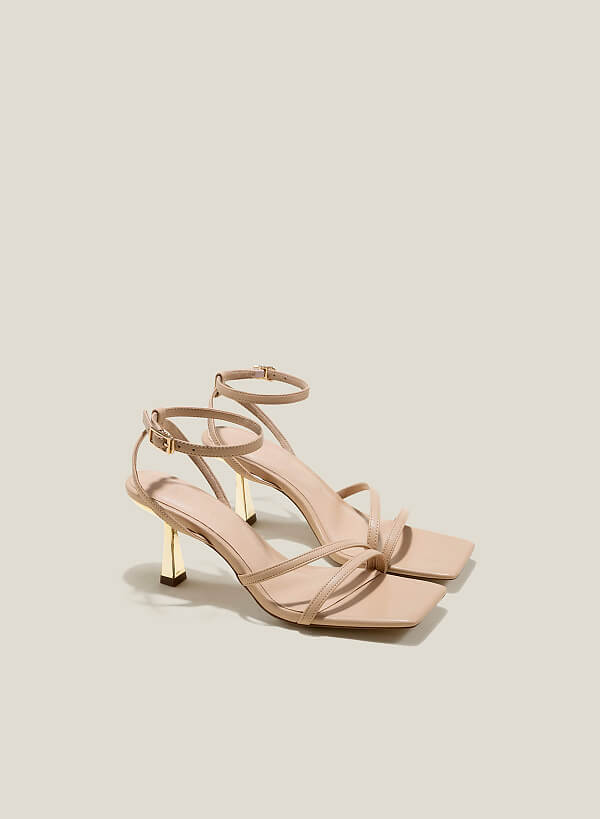 Giày sandal ankle strap vân da kỳ đà - SDN 0765 - Màu be - VASCARA