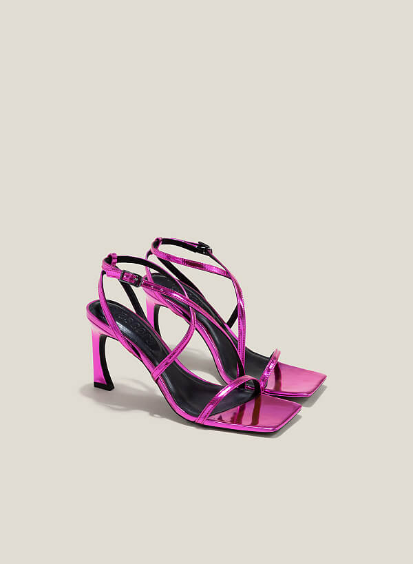 Giày sandal metallic quai mảnh - SDN 0762 - Màu hồng đậm - VASCARA
