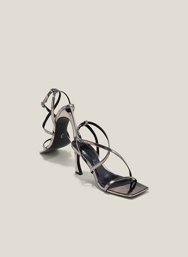 Giày sandal metallic quai mảnh - SDN 0762 - Màu xám khói đậm - VASCARA
