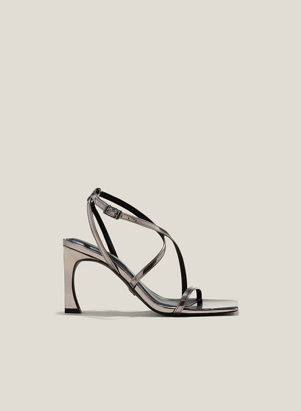 Giày sandal metallic quai mảnh - SDN 0762 - Màu xám khói đậm - VASCARA