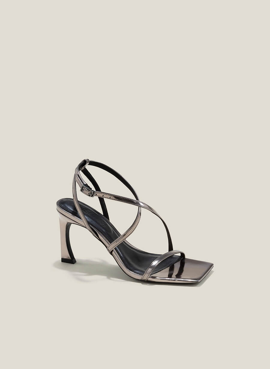 Giày sandal metallic quai mảnh - SDN 0762 - Màu xám khói đậm - vascara.com