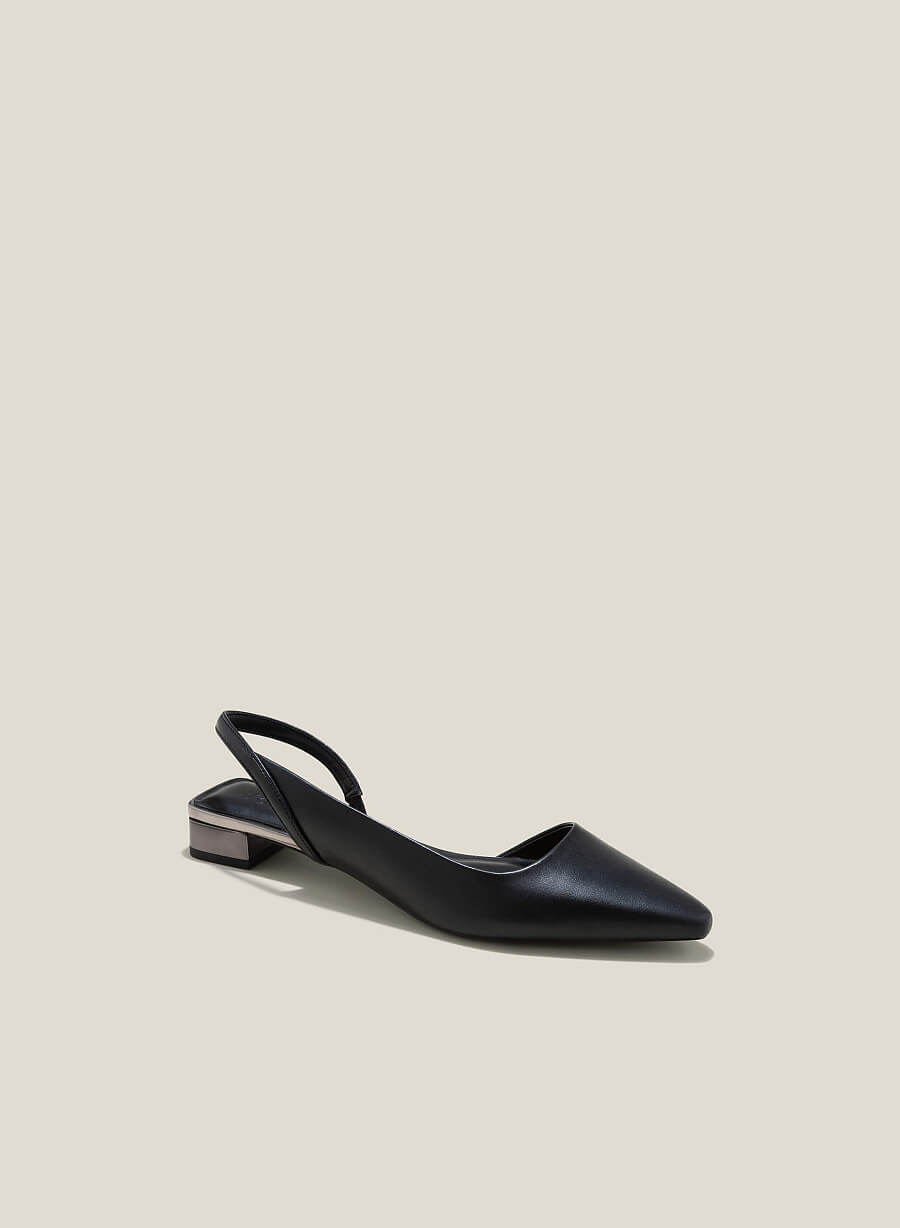 Giày slingback mũi nhọn phối metallic - BMN 0598 - Màu đen - vascara.com