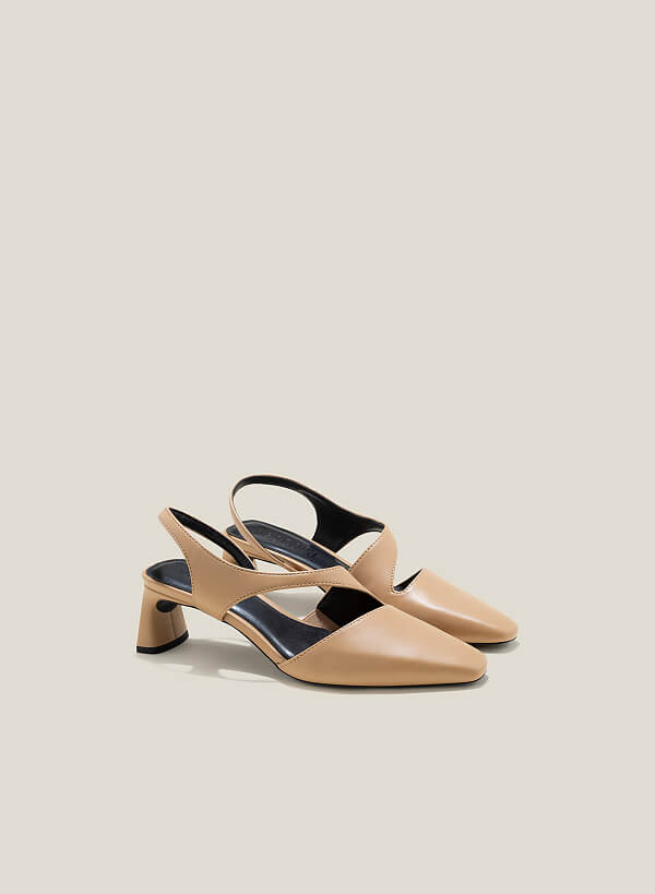 Giày slingback quai khoét cách điệu - BMN 0597 - Màu be - VASCARA