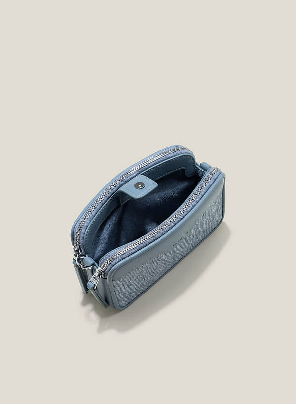 Túi đeo chéo nhấn ngăn kéo đôi - SHO 0233 - Màu xanh da trời - VASCARA