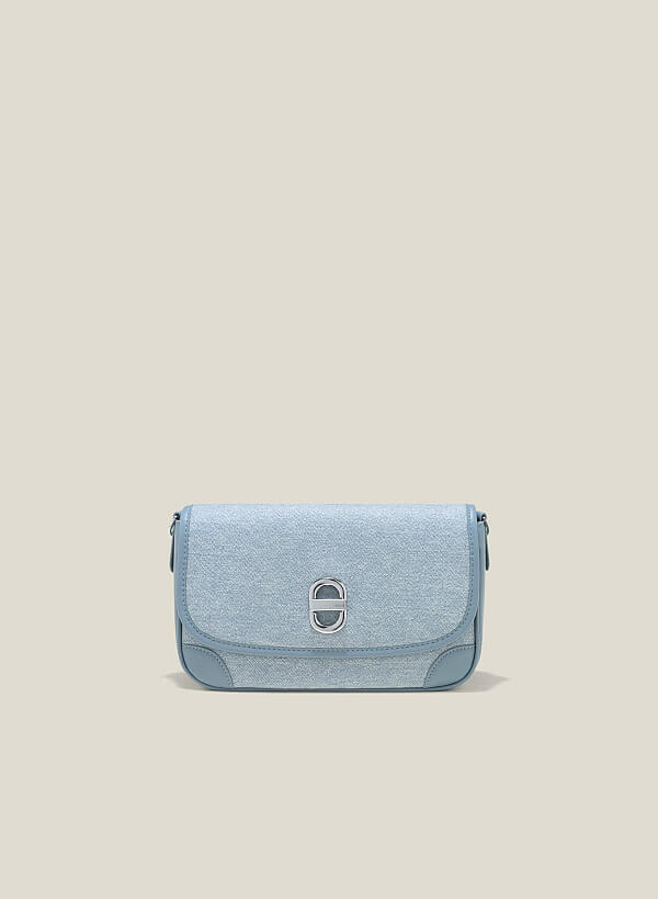 Túi đeo chéo phong cách denim khóa xoay - SHO 0228 - Màu xanh da trời