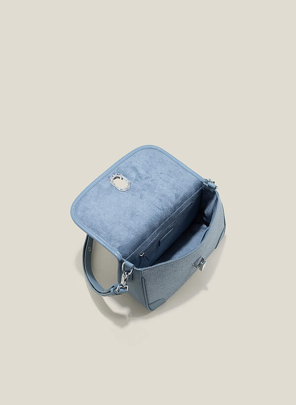 Túi đeo chéo phong cách denim khóa xoay - SHO 0228 - Màu xanh da trời - VASCARA