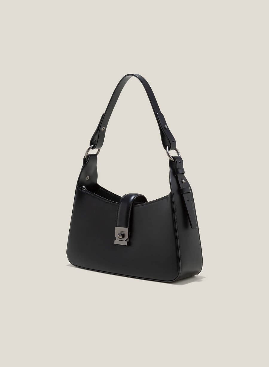 Túi hobo quai cài phối khóa kim loại - SHO 0235 - Màu đen - vascara.com