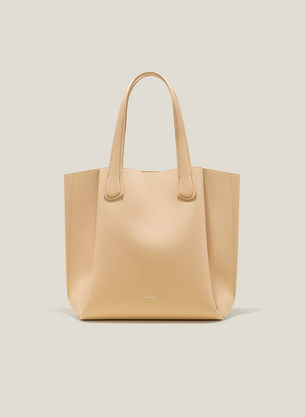 Túi tote over size gấp nếp - TOT 0131 - Màu be - VASCARA