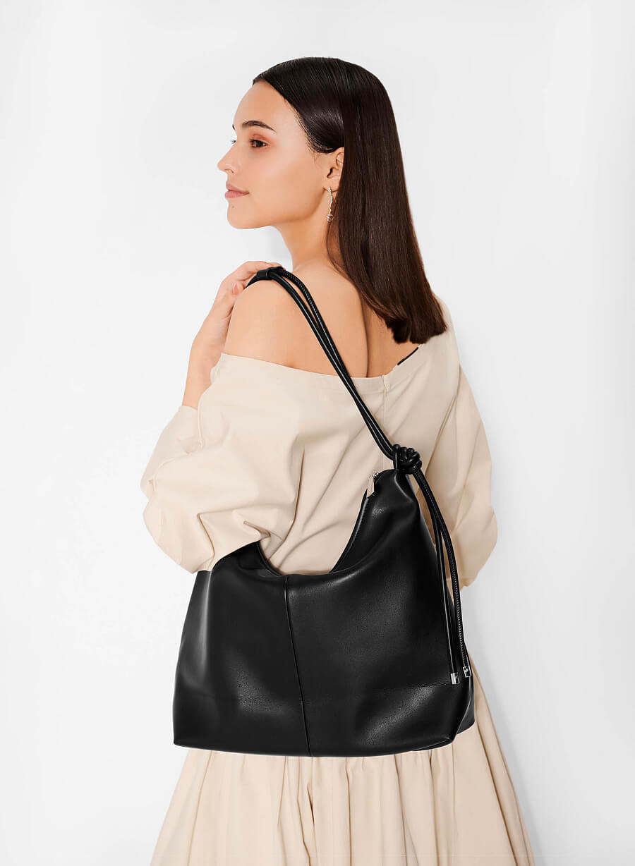 Túi tote over size quai đôi thắt nút - TOT 0129 - Màu đen - vascara.com