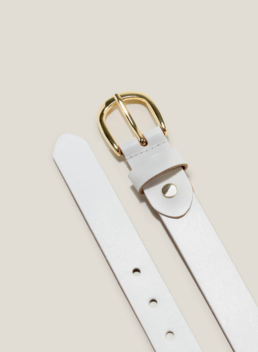 Thắt lưng basic khóa cài đầu tròn - TRO 0027 - Màu trắng - vascara.com