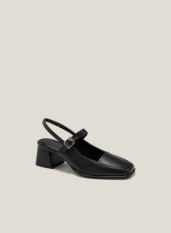 Giày slingback mary janes mũi vuông - BMN 0633 - Màu đen - VASCARA