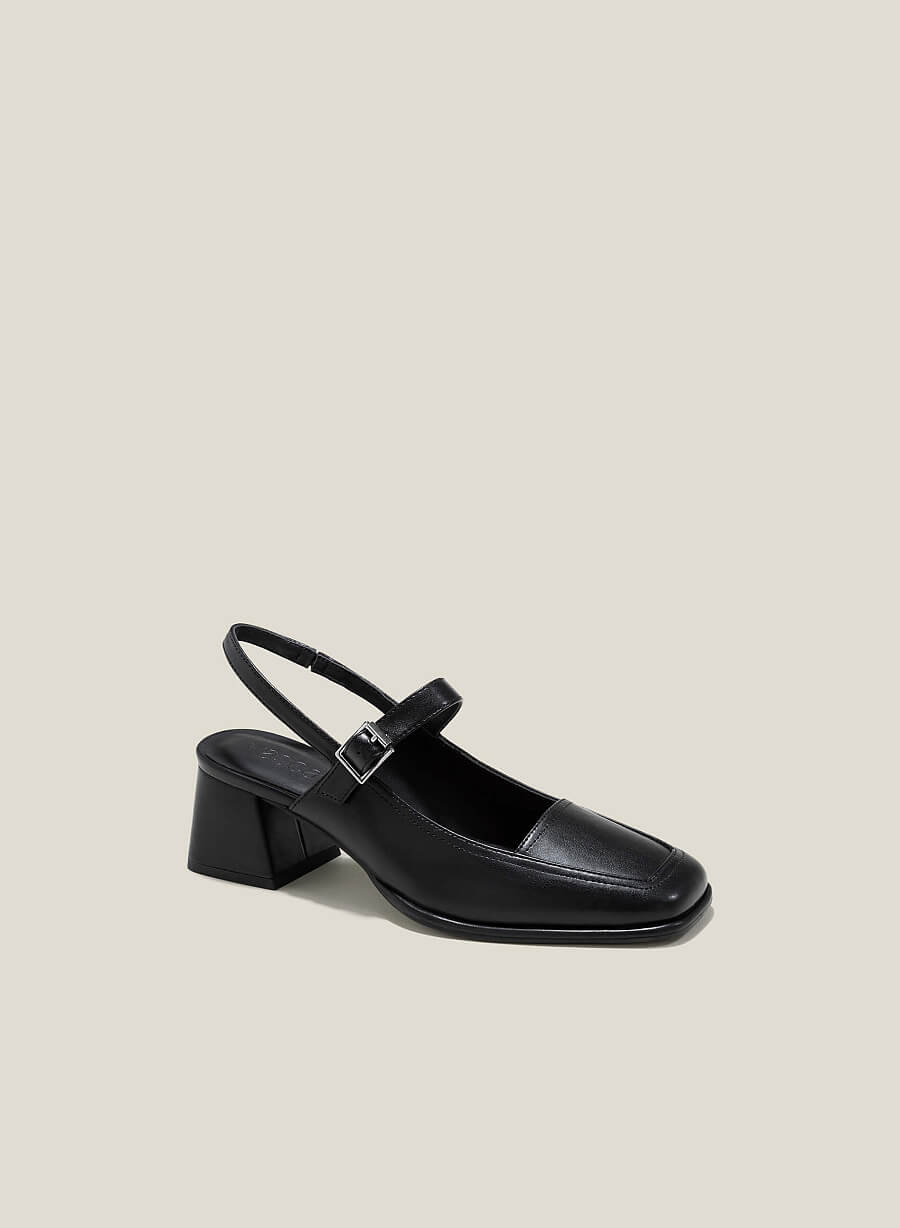 Giày slingback mary janes mũi vuông - BMN 0633 - Màu đen - vascara.com