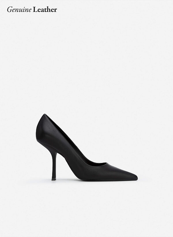 Giày cao gót leather mũi nhọn - BMN 0534 - Màu đen