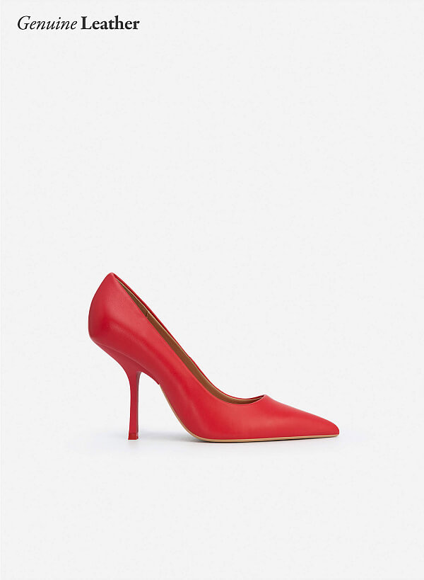 Giày cao gót leather mũi nhọn - BMN 0534 - Màu đỏ - VASCARA
