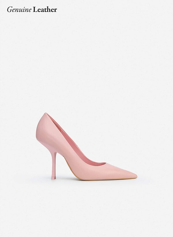 Giày cao gót leather mũi nhọn - BMN 0534 - Màu hồng - VASCARA